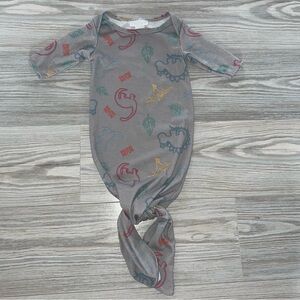 Toby Baby Boys Open-Foot Sleep Sack 0–3M Gray Dinosaur Print Tie Bottom
